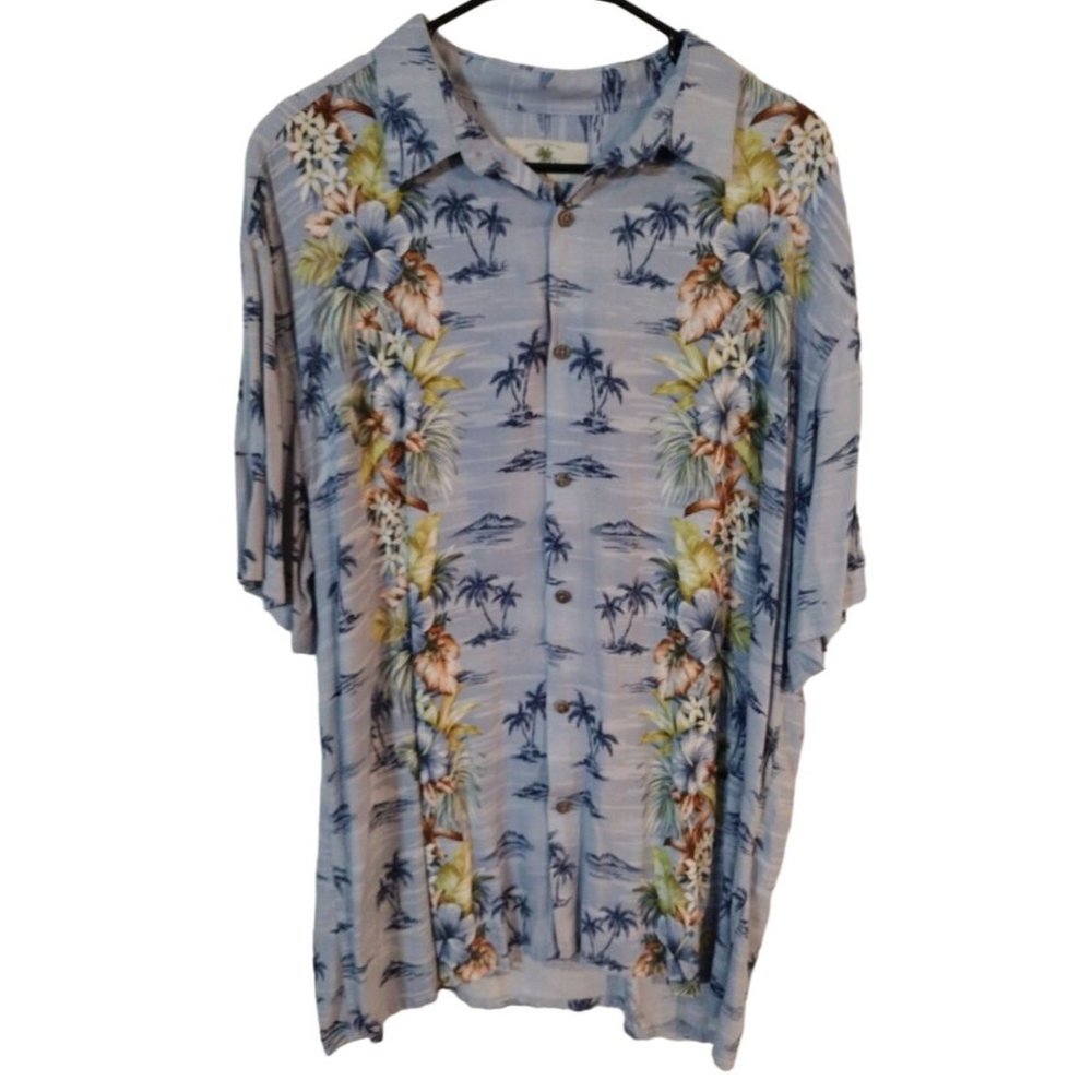 Men's XL Blue Island Shores Short‎ Sleeve Hawaiian Shirt